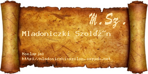 Mladoniczki Szolón névjegykártya
